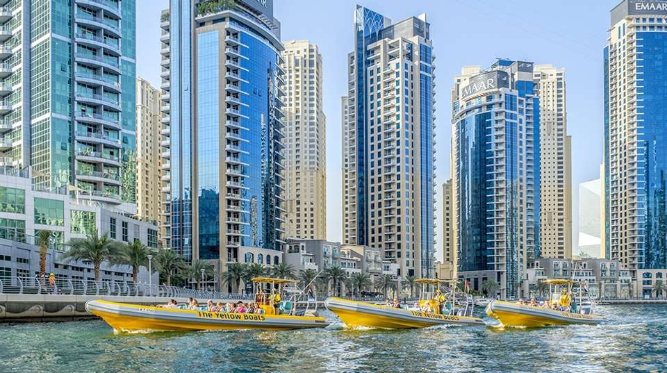 60 Min - Marina Cruise Sightseeing Dubai Tour - The Yellow Boats - UAE