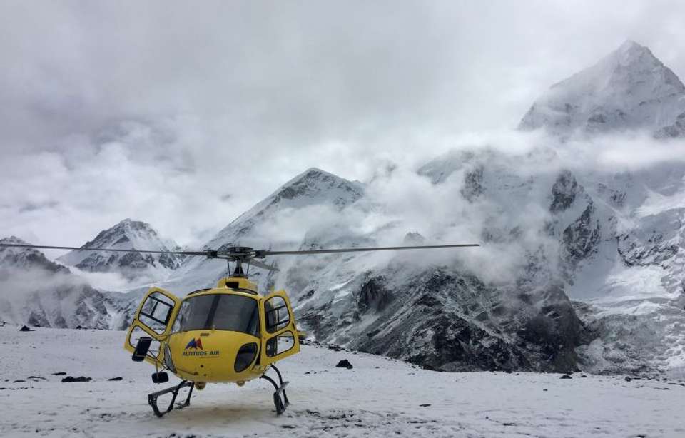 EBC Helicopter tour in the middle of monsoon season