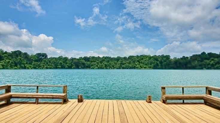 You can enjoy a relaxing boat ride at Yeak Laom Volcanic Lake. A view from the deck at Yeak Laom Volcanic Lake.