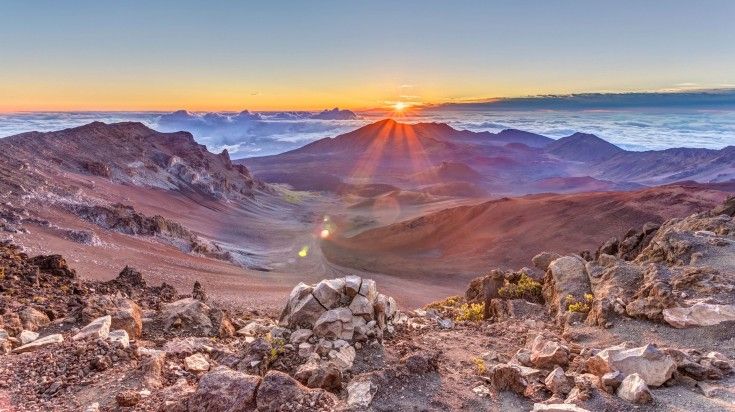 Sunrise and landscape at Haleakala National Park.