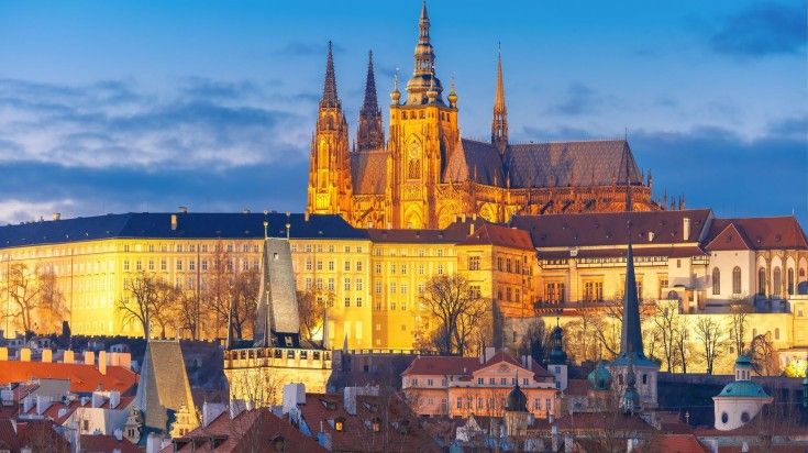 The view of Prague Castle and Mala Strana during night in Prague. The view of Prague Castle and Mala Strana during night in Prague.