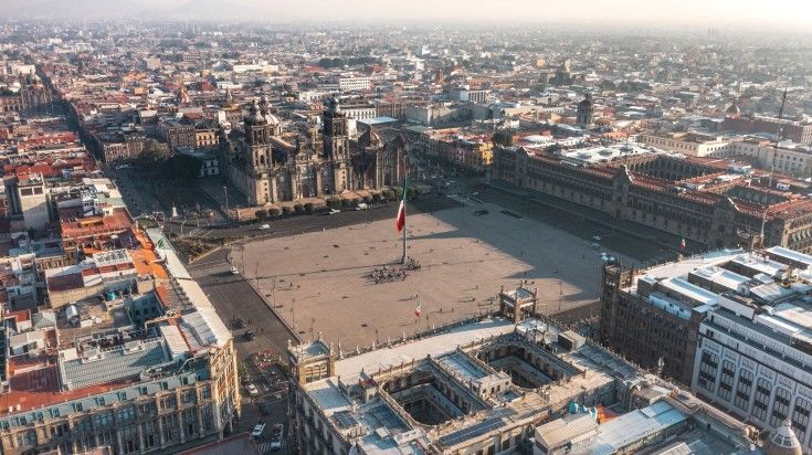 An aerial view of the Constitution Square in Mexico City.