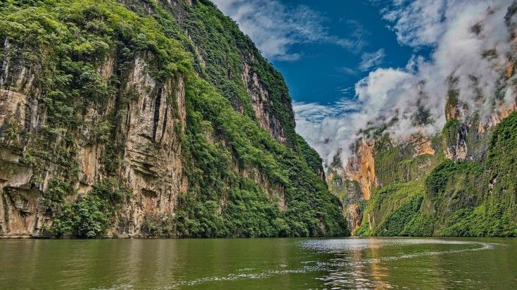 Beautiful landscape at Sumidero Canyon with its natural vertical walls.