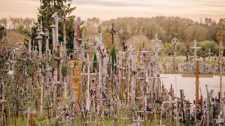 A view of Hill of Crosses near Šiauliai, Lithuania.