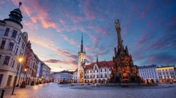 Olomouc City Hall and Honorary Holy Trinity Column in Olomouc, Czechia