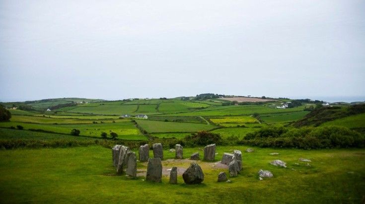 Spring landscape in Drombeg Stone Circle in Ireland. Drombeg Stone Circle in Ireland
