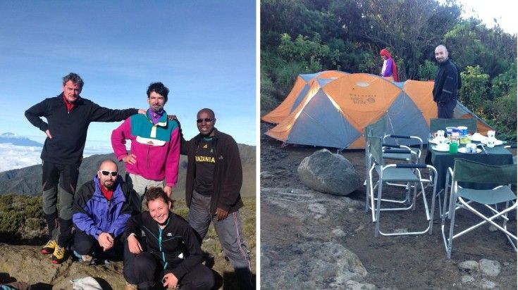 Collage of two images taken while climbing Mount Kilimanjaro