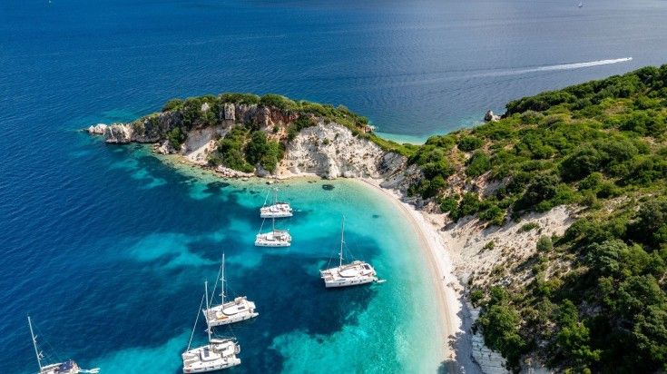 The view of Gidaki Beach on Ithaca island on a clear day. The view of Gidaki Beach on Ithaca island on a clear day.
