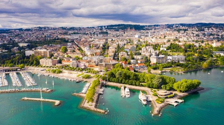 An aerial view of the city of Lausanne.