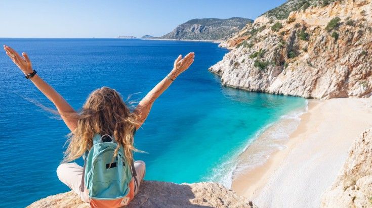 A woman enjoying the sight of Kaputas beach.