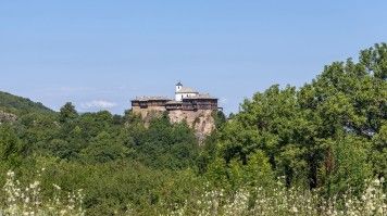 View of the Glozhene Monastery amongst lush forest