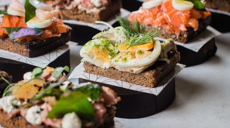 Danish sandwich displayed on the table.