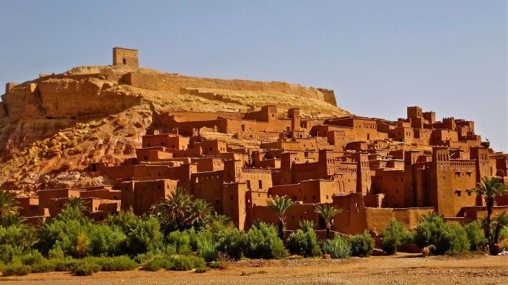 The view of Ait Benhaddou on a clear day.