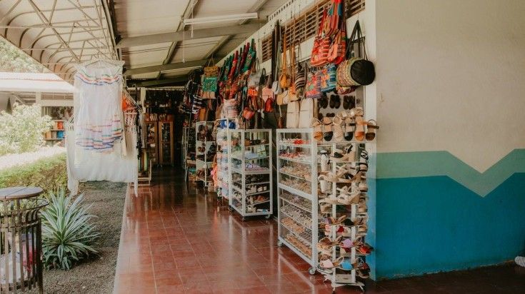 Colorful souvenir are displayed at a craft market in Masaya Nicaragua. Shop for souvenirs at a Masaya craft market in Nicaragua.