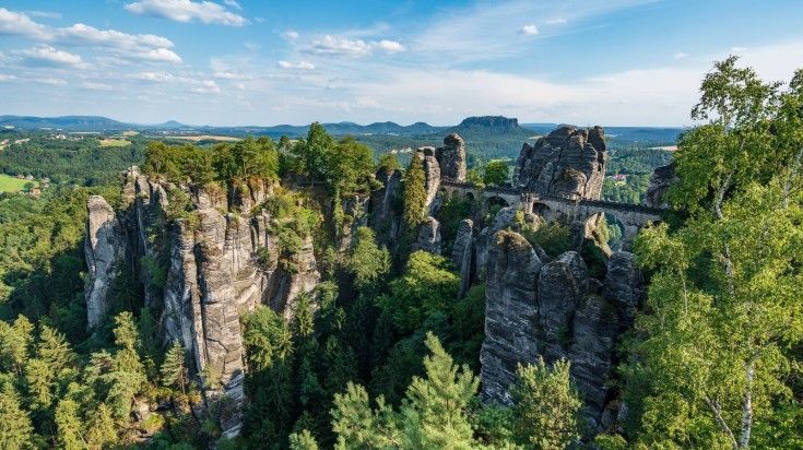 Aerial view of Bohemian Switzerland National Park on a clear day in the Czech Republic. Aerial view of Bohemian Switzerland National Park on a clear day in Czech R