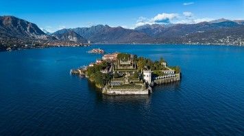 Aerial view of Isola Bella on Lake Maggiore.