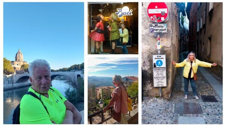 A collage showing snippets from Oleg and his wife' Italy trip