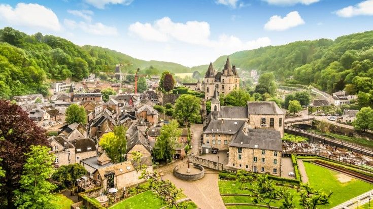 Aerial view of city centre of Durbuy. Aerial view of city centre of Durbuy.