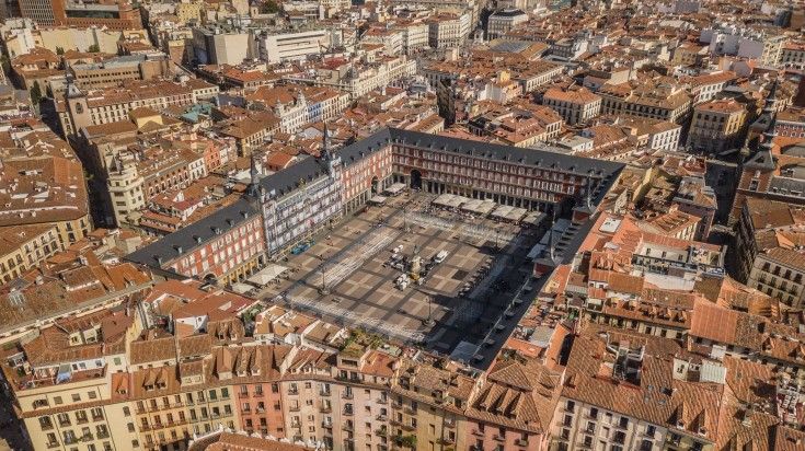 Aerial view of Plaza Mayor in Madrid seen when spending 12 days in Spain.