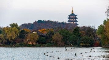 A view of Leifeng Pagoda, in Hangzhou, China