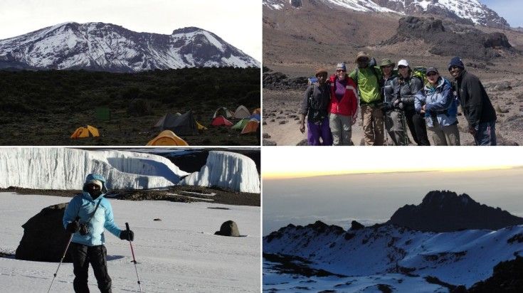 A collage of photographs from Kilimanjaro climb