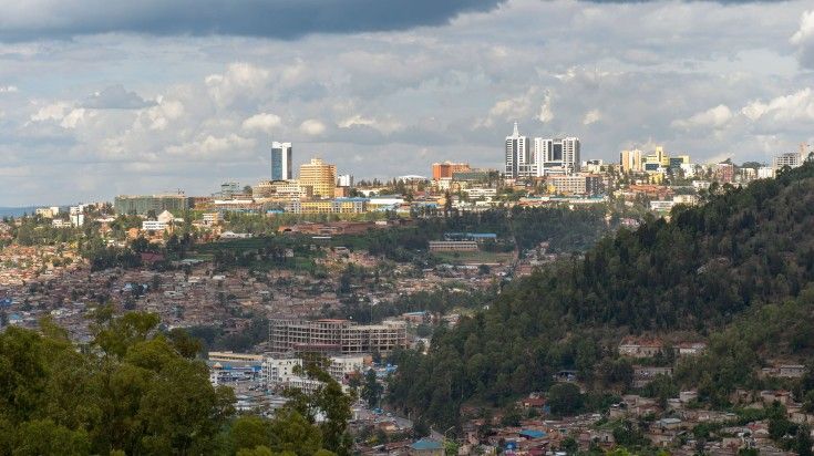 A view of downtown Kigali, Rwanda, on a summer day.