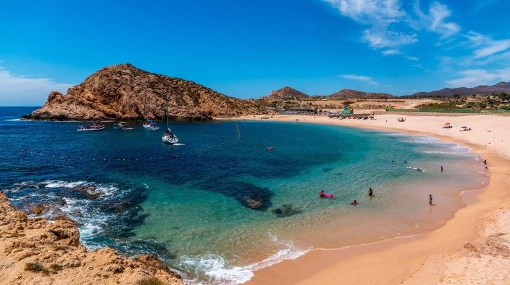 The view of Santa Maria beach in Los Cabos on a clear day. The view of Santa Maria beach in Los Cabos on a clear day.