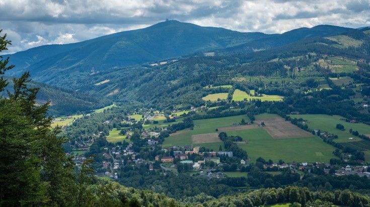 The view of Beskids Mountains on a cloudy day in Czech Republic. The view of Beskids Mountains on a cloudy day in Czech Republic.