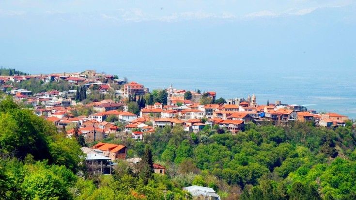 A view of Sighnaghi town in Georgia's easternmost region of Kakheti. Explore Sighnaghi also known as the 'City of Love' while in Georgia.
