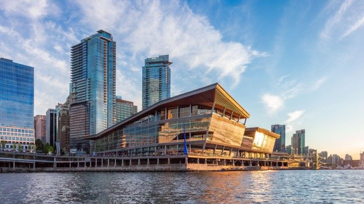 Canada Place and Downtown City Buildings in Coal Harbour in Canada.
