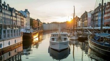 A cruise in Copenhagen during sunset in Norway.