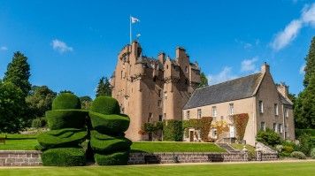Lush greenery in the picturesque gardens of Crathes Castle.