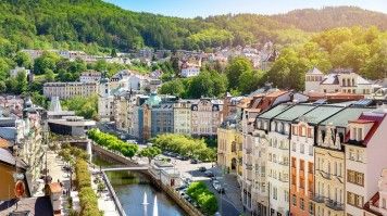 Aerial view of the city of Karlovy Vary