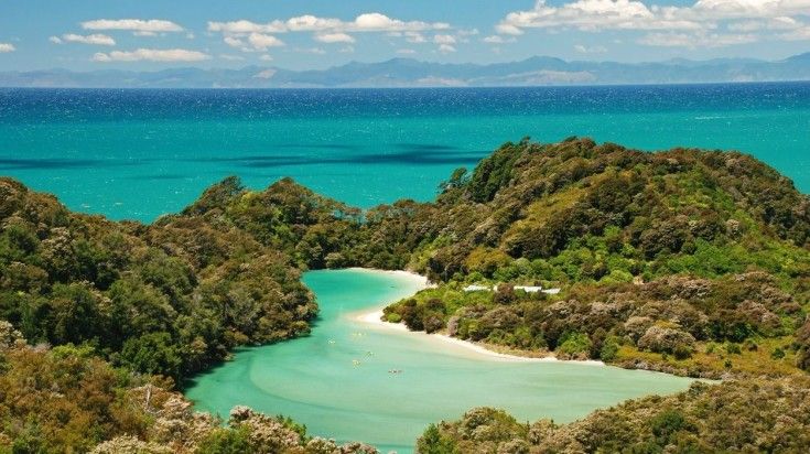 A view of a bay in Abel Tasman National Park, New Zealand.