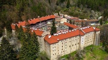 Aerial view of Rila Monastery in Bulgaria