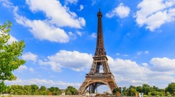 The view of Eiffel Tower on a clear day in Paris.