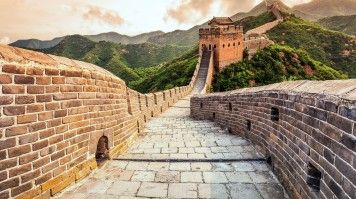 The view of Great Wall of China during summer evening in Beijing.