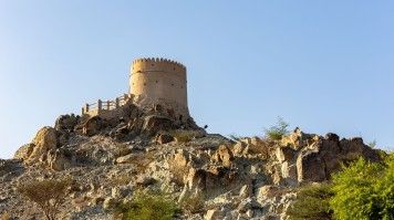 Hatta Watchtower, a stone fort at the top of the hill in Hatta town.