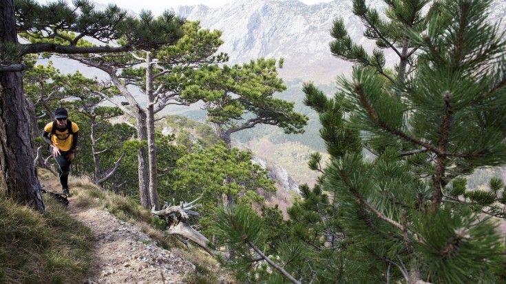 A girl hiking in Paklenica National Park during winter in Croatia. A girl hiking in Paklenica National Park during winter in Croatia.