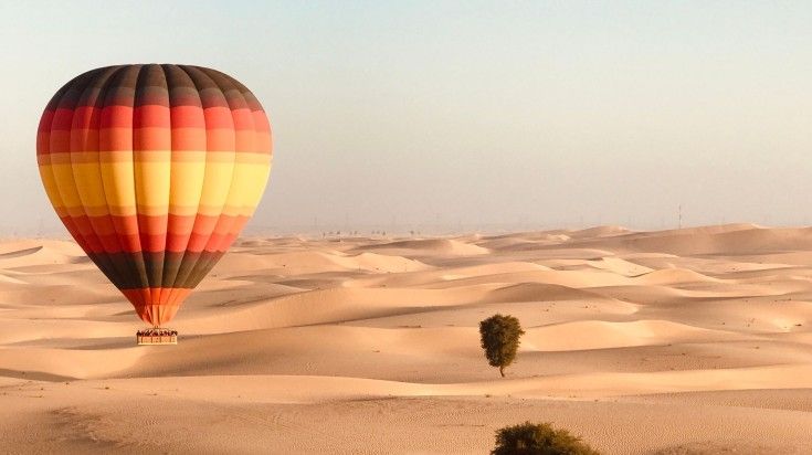Hot air balloon over the desert sands of Dubai. Hot air balloon over the desert sands of Dubai.