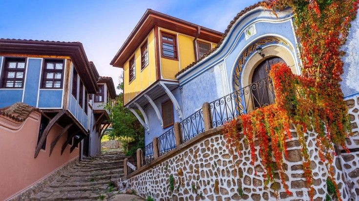 Houses of Plovdiv showcasing revival architecture.