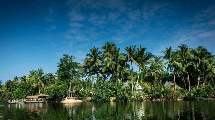 Island across Tatai River in Cambodia.