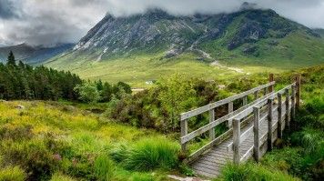 A wooden walkway at the base of Devil’s Staircase on West Highland Way.