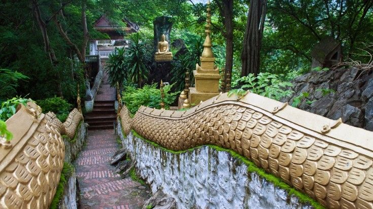 Climb up the stairs to Mount Phousi while staying 2 weeks in Laos