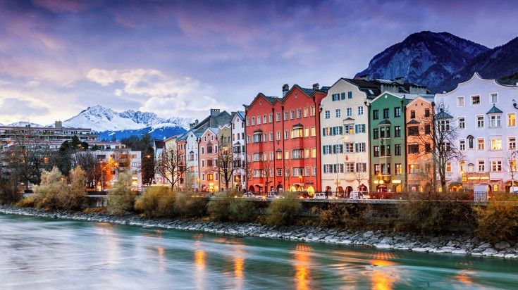 A stunning view of Innsbruck at night
