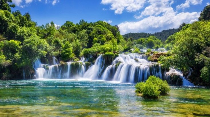 The view of Krka waterfalls during summer in Croatia.