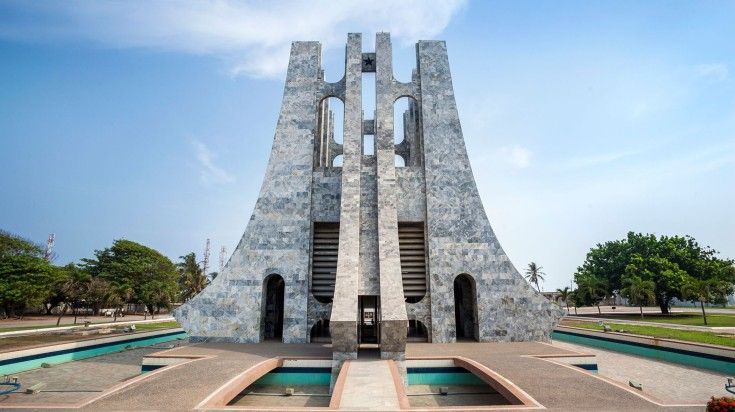 The view of Kwame Nkrumah Memorial Park on a clear day in Accra.
