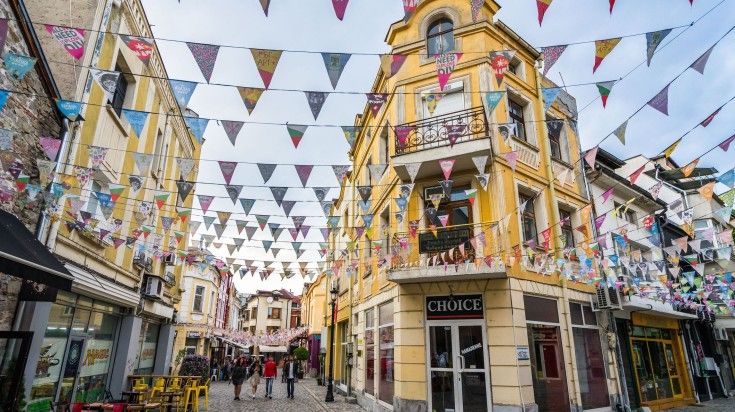 Lively area of Kapana District in Plovdiv visited during five days in Bulga