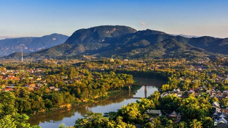 Landscape on a sunset in Luang Prabang in Laos.