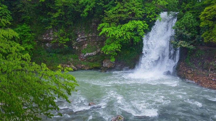 Makhuntseti Waterfall at spring in Western Georgia on your 10 days in Geor
